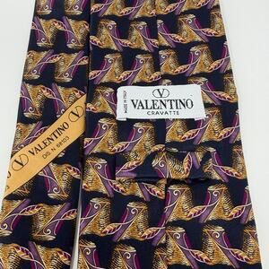 Valentino Cravatte 100% Silk Tie - Purple/Gold